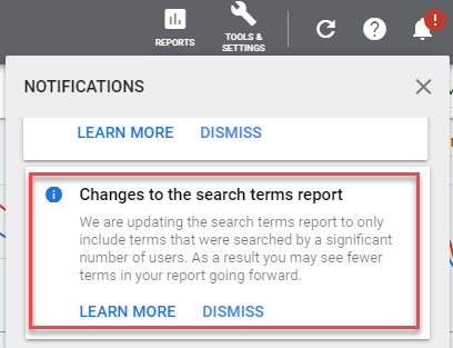 google search terms report update september 2020