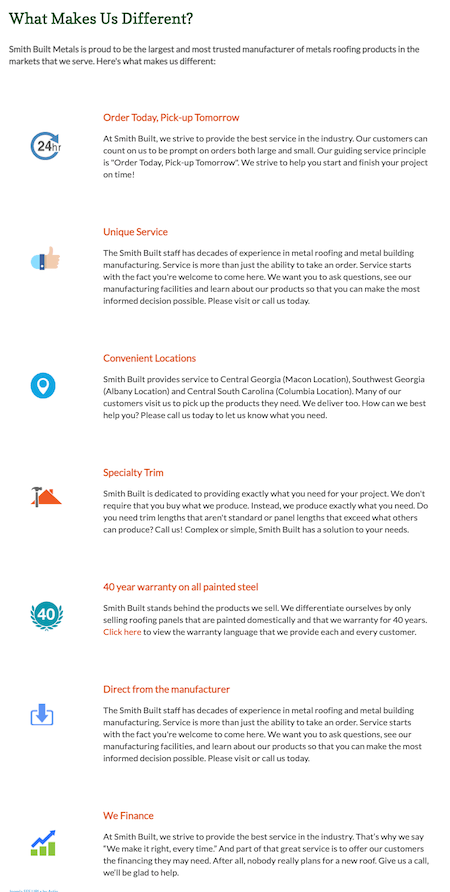 copywriting psychology - example of list in serial position effect