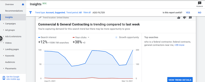 google ads insights page beta