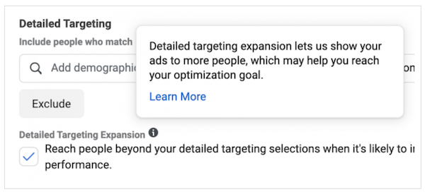 facebook ad tips after iOS: targeting expansion setting