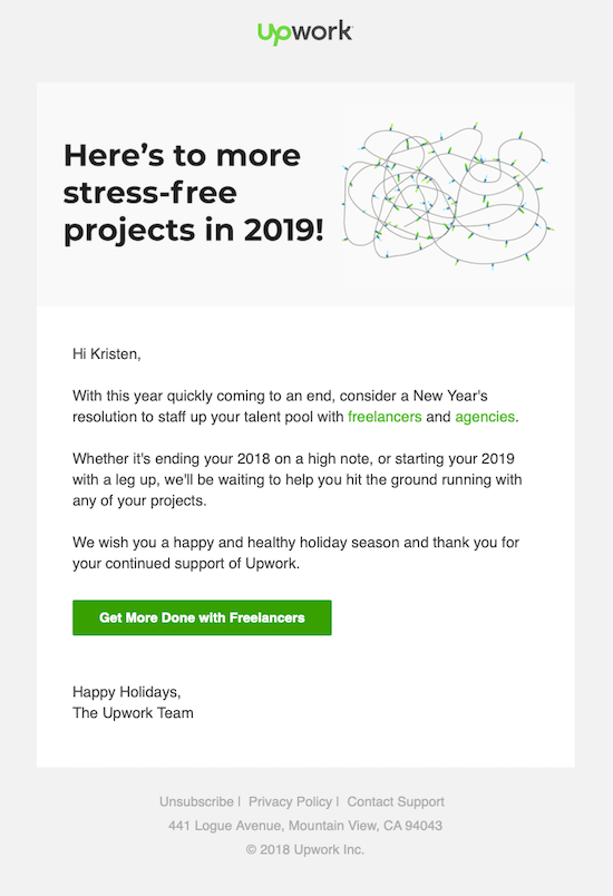 upwork holiday customer appreciation message