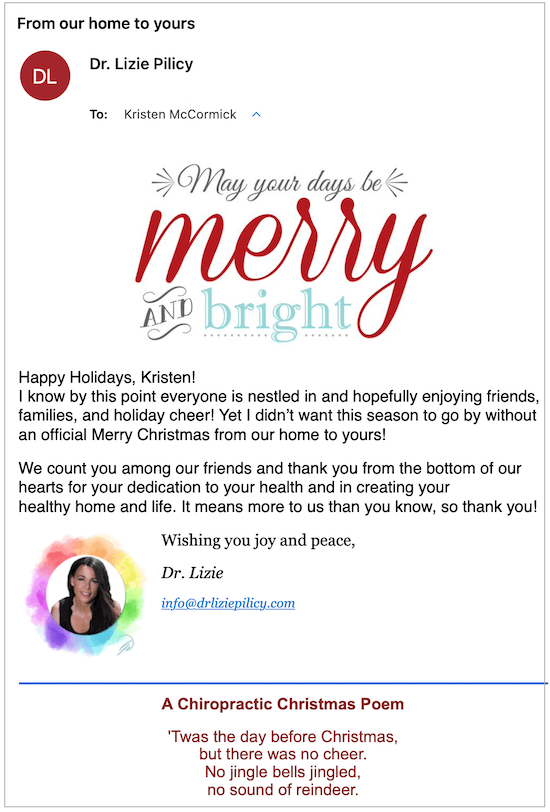 holiday customer appreciation email example