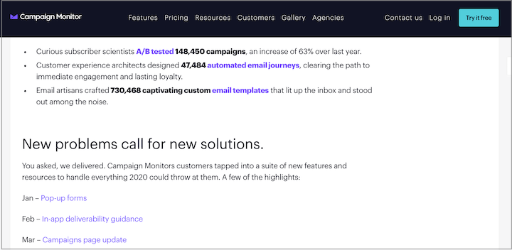 customer-centric year in review email example by campaign monitor