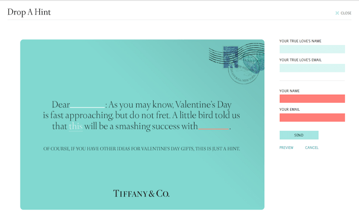 valentines day marketing ideas - tiffanys example