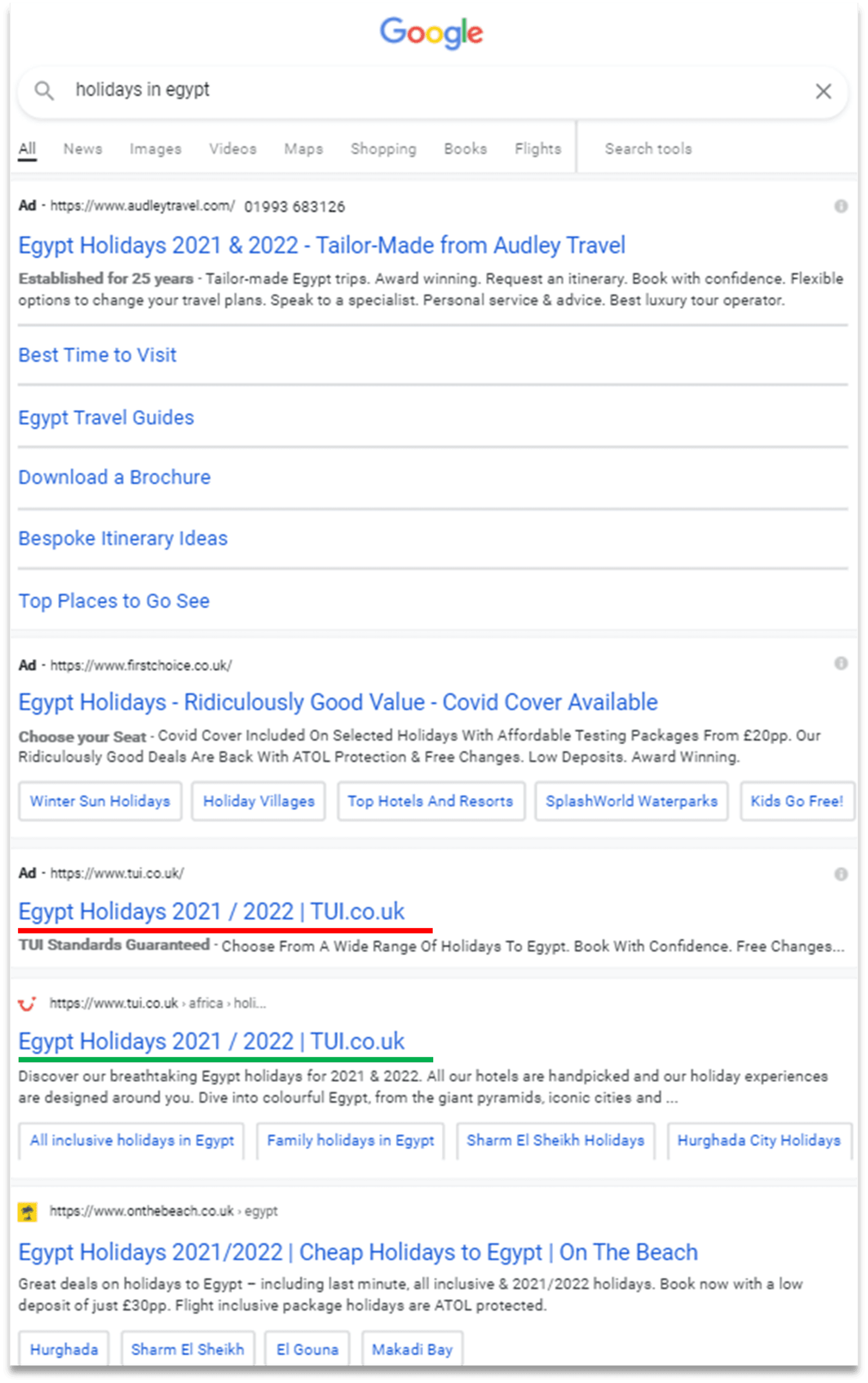 Example of how SEO can be inspired by best performing SEA ads.
