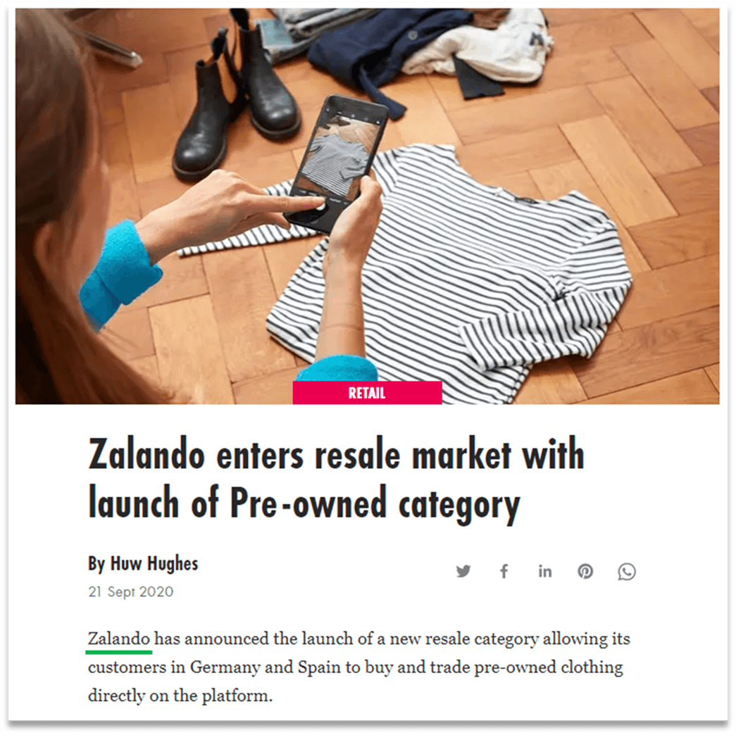 An example of an unlinked brand mention of Zalando.