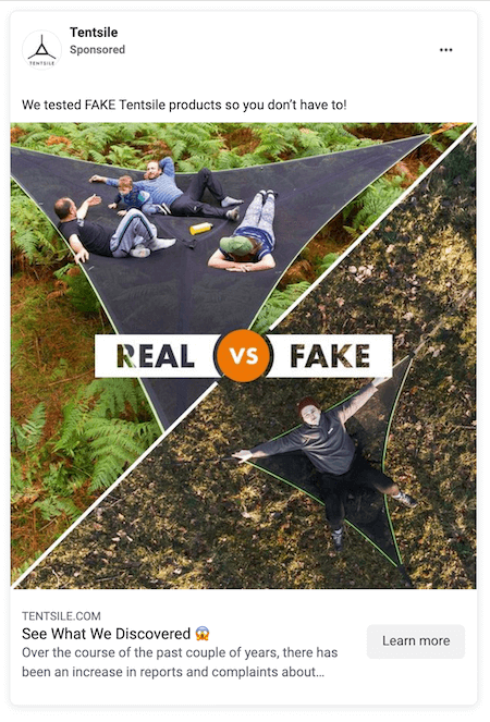 facebook ad examples - tentsile