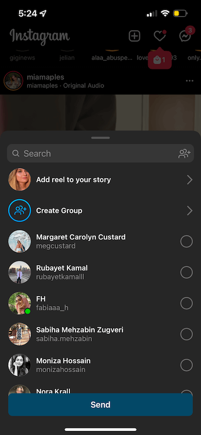 how to repost instagram video - step 2 - add to your Story