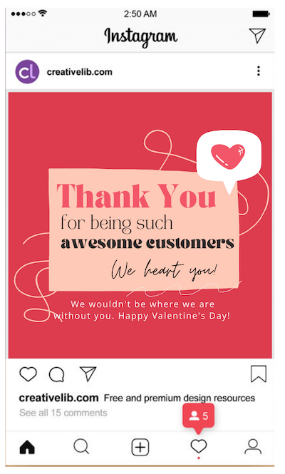 valentine's day customer message example on instagram