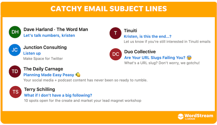 catchy email subject lines