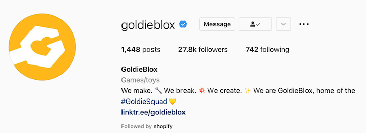 cute instagram bio ideas - goldieblox rhyming