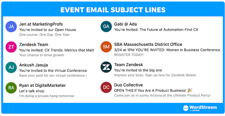 event email subject line examples
