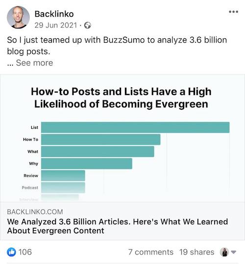 engaging facebook post ideas - industry insights post example