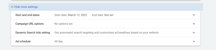 how to run google ads - example of choosing a google ad campaign start and end date