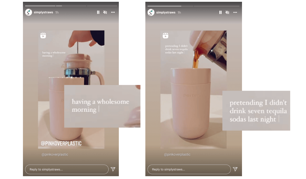 instagram story ideas - simply straws relatable example