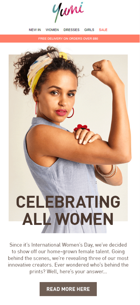 march marketing ideas - womens day email example