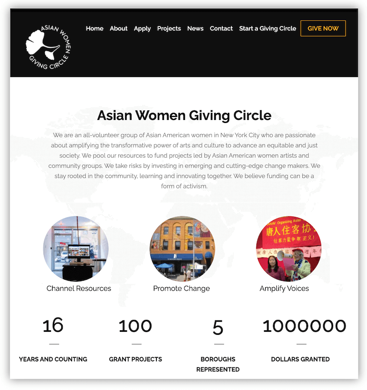 asian women giving circle homepage