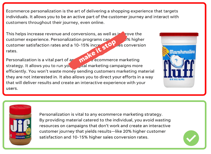 on-page seo - fluff content