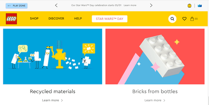 sustainability marketing - legos sustainable materials page