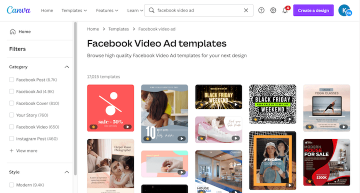 facebook video ad templates - canva