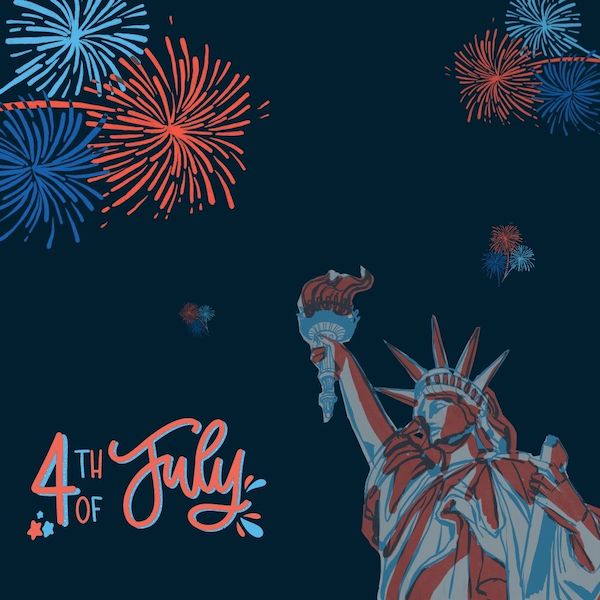 4th of july captions for instagram - graphic with statue of liberty that reads 4th of july