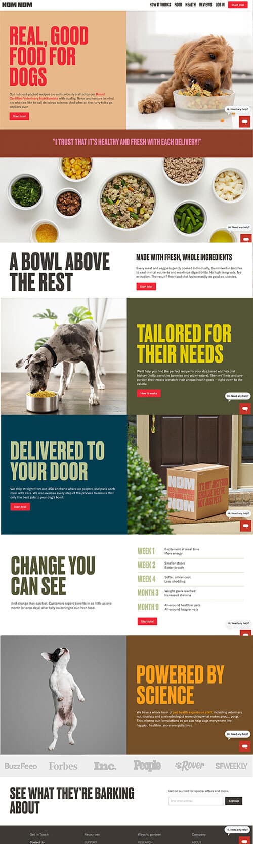 Figure: Example of a great landing page for dog food