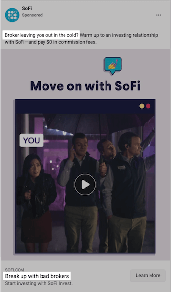 emotional ad copy examples - sofi facebook ad
