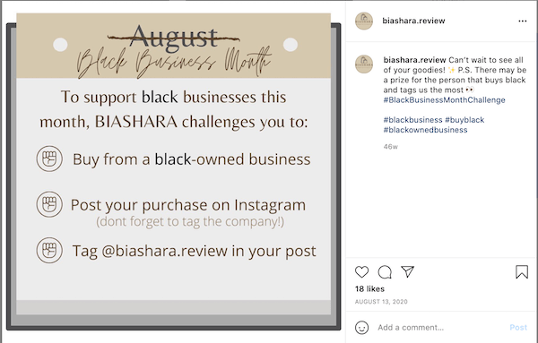 august marketing ideas—black business month instagram post