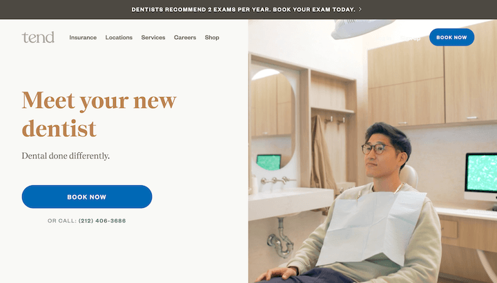 small business website example - dentist site