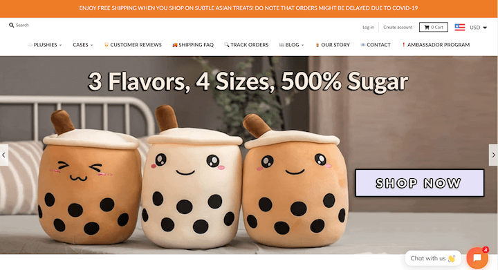 ecommerce website example - subtle asian treats