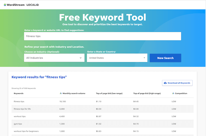 how to use google ads - wordstream's free keyword tool