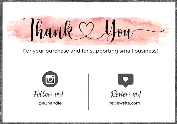 thank you for your purchase template - follow us review us