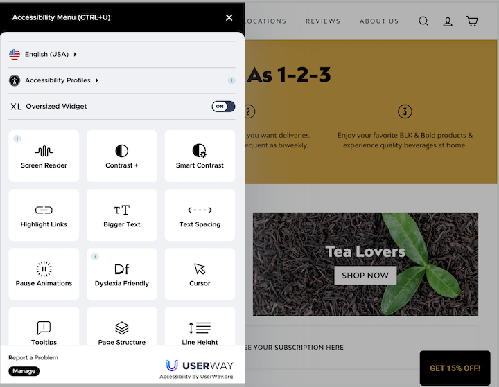 accessible landing page example by a coffee subscription company