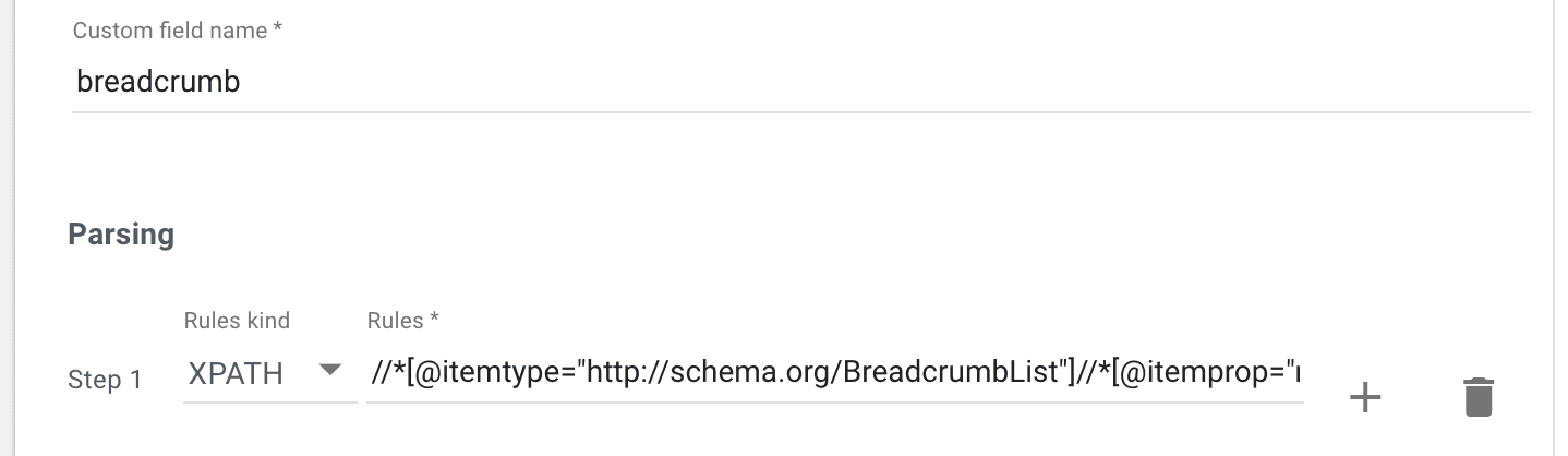 Screenshot of breadcrumb Xpath.