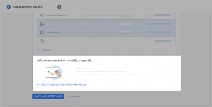 google ads conversion tracking - manual conversion setup screenshot example
