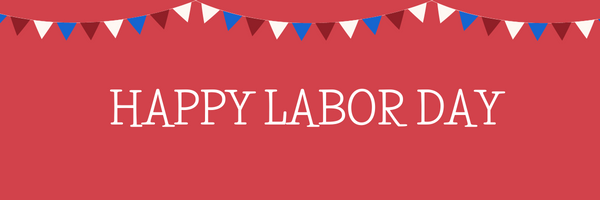 labor day messages - happy labor day email banner with red white and blue bunting