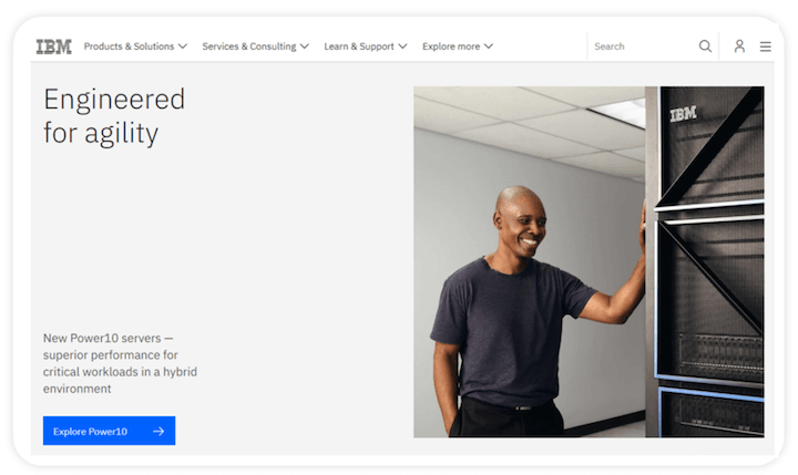 b2b website design examples and tips - ibm's homepage