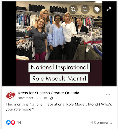 november marketing ideas - national inspirational role models month facebook post