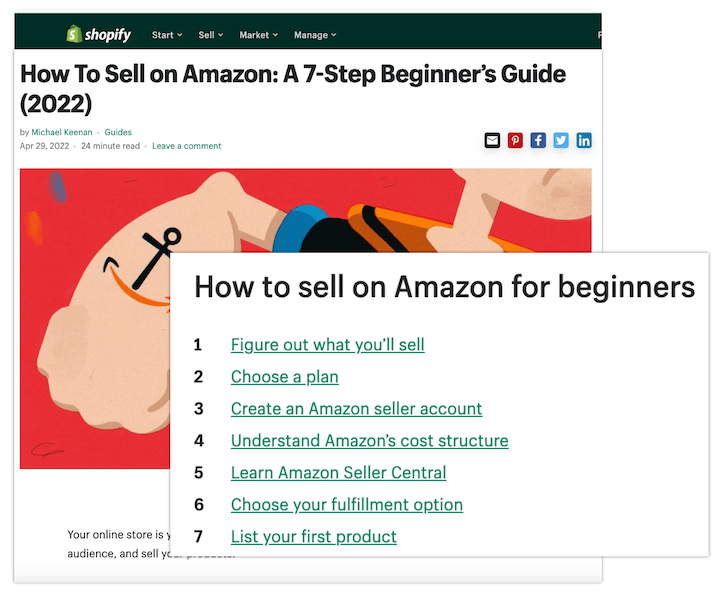 pillar page example for shopify 