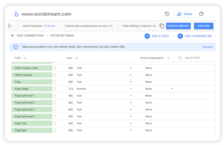 google data/looker studio - filter options