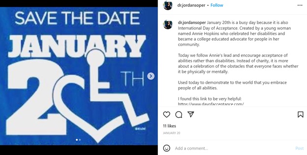 inclusive holiday marketing ideas - acceptance day instagram post