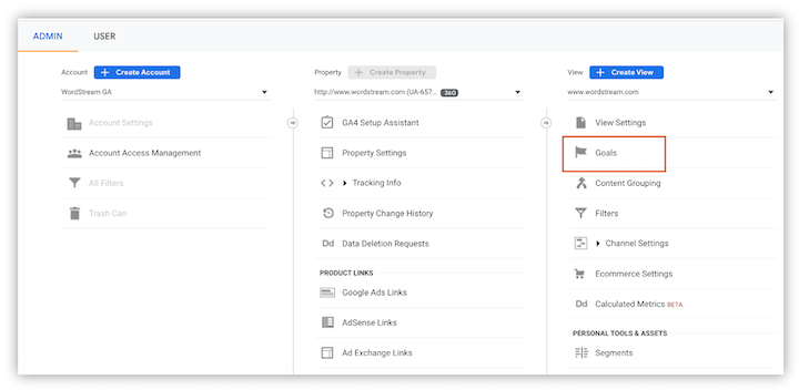 google analytics conversion path goals