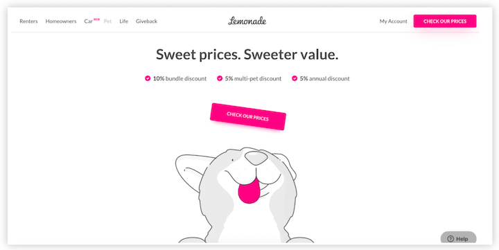 landing page trends - playful buttons example by lemonade