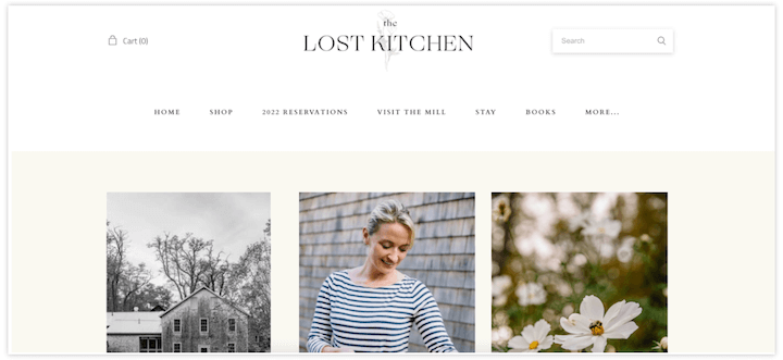restaurant website design examples - lost kitchen
