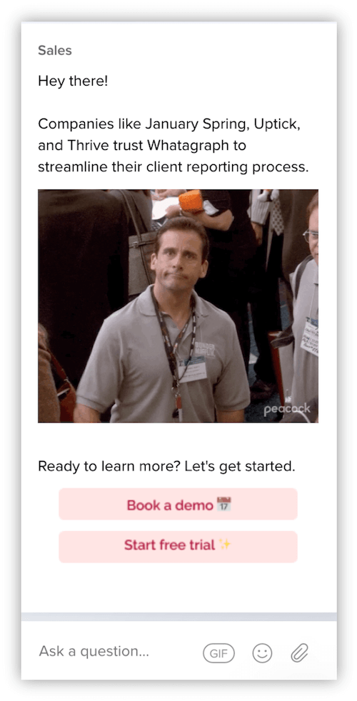 whatagraph chatbot example