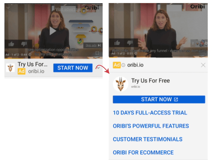 digital advertising - youtube ad example with CTA